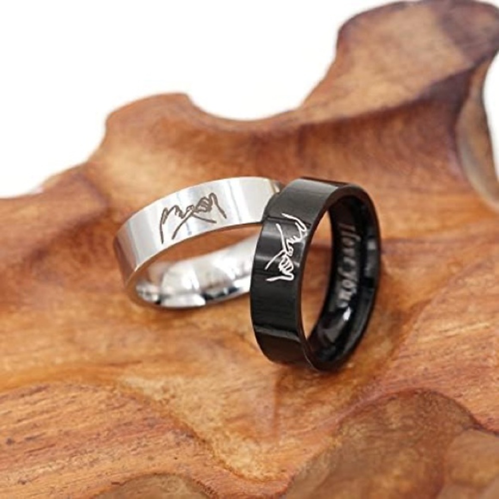Men's Titanium Black Ring I Love You Promise Matching Couples Jewelry